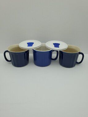 Blue Meal Mugs Ribbed Soup Mugs Corningware Colours Blue Mug & Lids